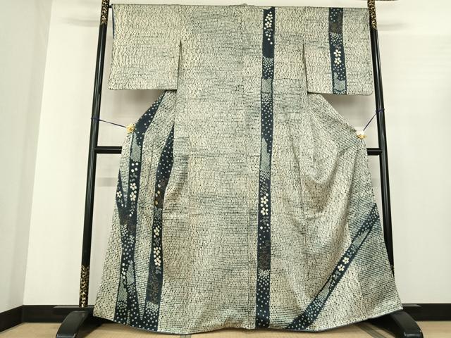 平和屋着物●訪問着　絞り　刺繍　草花間道　金銀糸　金彩　正絹　逸品　AABF0456fy