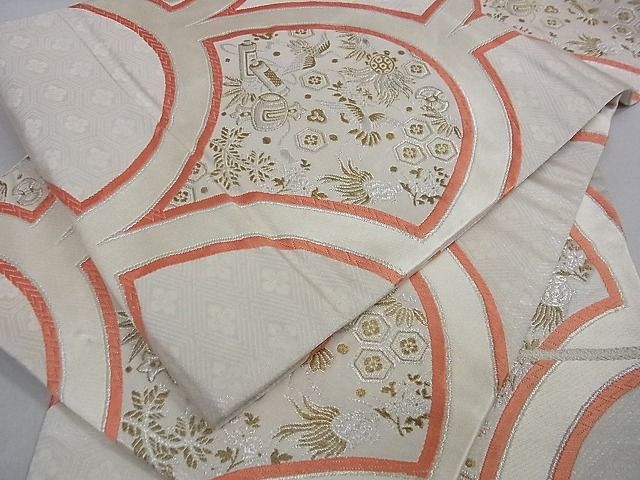 平和屋着物■六通柄袋帯　宝尽くし　青海波　銀糸　逸品　ga2017