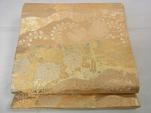 平和屋着物■六通柄袋帯 草花文 金糸 引箔 逸品 DAAB1134jm 平和屋着物■六通柄袋帯 草花文 金糸 引箔 逸品 DAAB1134jm