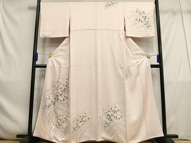 平和屋着物■訪問着 中国三大刺繍 相良刺繍 手描き 草花文 正絹 逸品 AABE5023oa