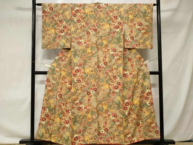平和屋着物■上質な小紋　草花文　正絹　逸品　CAAX4288ev