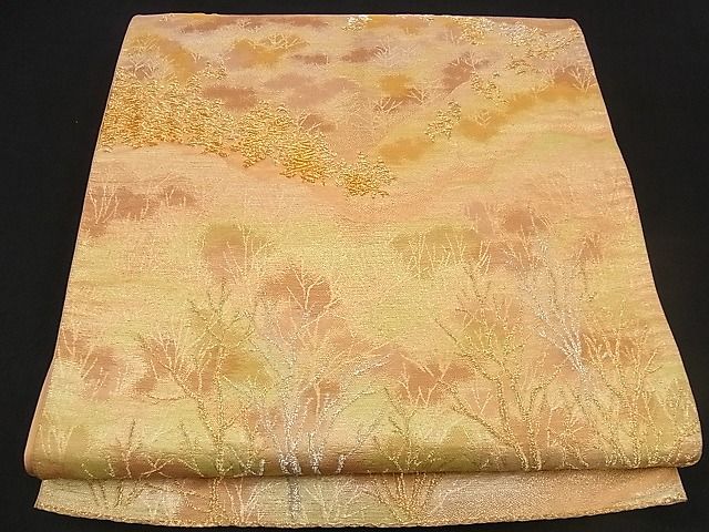 平和屋着物■六通柄袋帯 遠山樹林文 金銀糸 逸品 n-iz1565