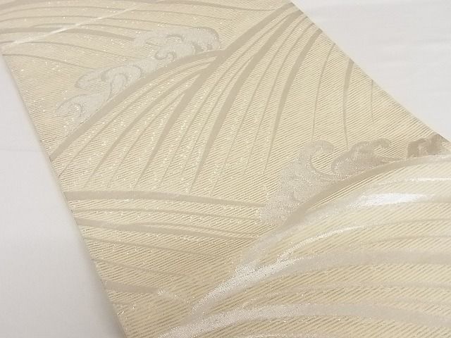 平和屋着物■夏物　六通柄袋帯　立波文　銀糸　正絹　逸品　A-ms961