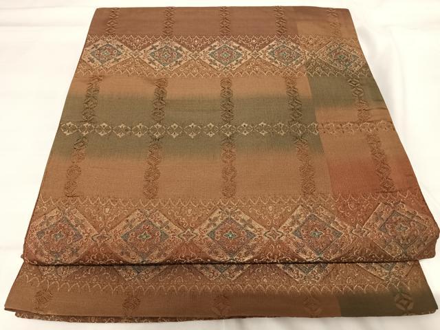 乐天商城 - 平和屋着物◎全通柄袋帯　しじら織　間道　金糸　正絹　逸品　AABG2500yx