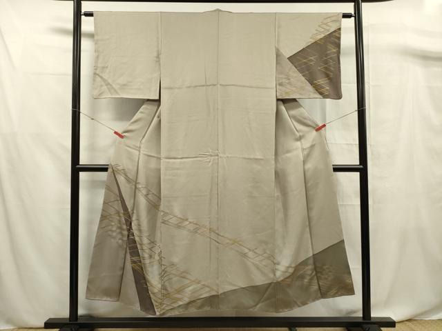 Full-Length Under-Kimono - 平和屋着物■訪問着　幾何学文　金彩　正絹　逸品　DABF0700ya