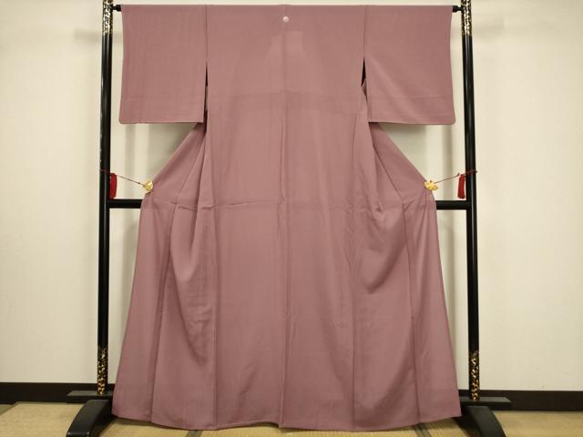 平和屋着物＊夏物　色無地　絽　退紅色　正絹　逸品　AABA5552sx