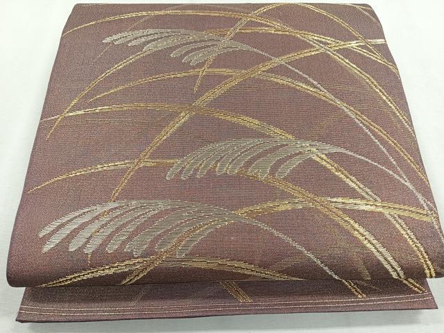 平和屋着物◎太鼓柄袋帯 草花文 金銀糸 正絹 逸品 CAAR1848nb