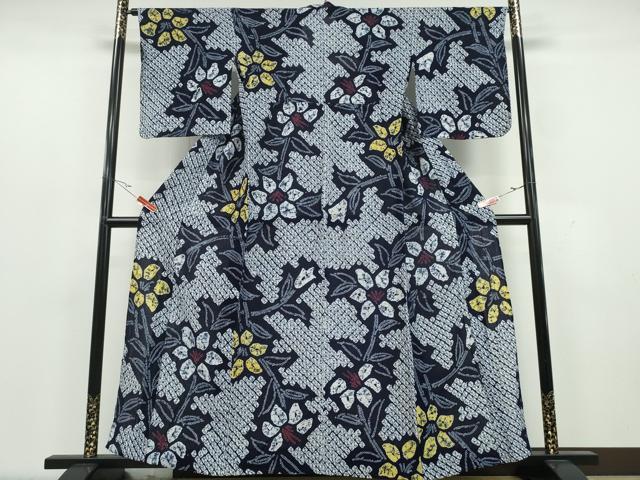 平和屋着物∴夏物　浴衣　有松鳴海絞り　枝花文　綿　逸品　CAAY4659ng