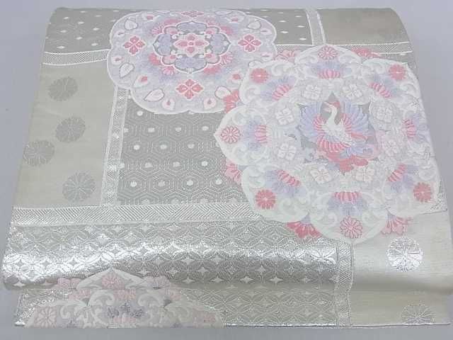平和屋着物■六通柄袋帯　唐織　鳳凰正倉院花文　銀糸　逸品　ar4153