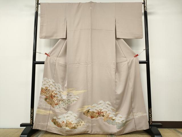 Full-Length Under-Kimono - 平和屋着物●豪華色留袖　駒刺繍　雲取り宝尽くし松文　金彩　正絹　逸品　CABF3338ut