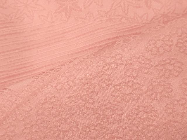 平和屋着物■上質な色無地 切り嵌め草花地紋 紅梅色 正絹 逸品 未使用 CABC4104oy