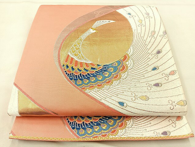平和屋着物◎六通柄袋帯 唐織 孔雀 金銀糸 正絹 逸品 BAAL1202if