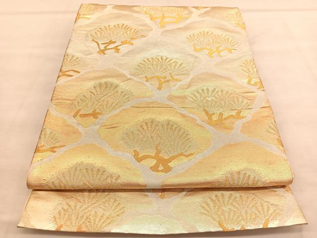 平和屋着物◎六通柄袋帯　松　金糸　正絹　逸品　BAAU7635hv