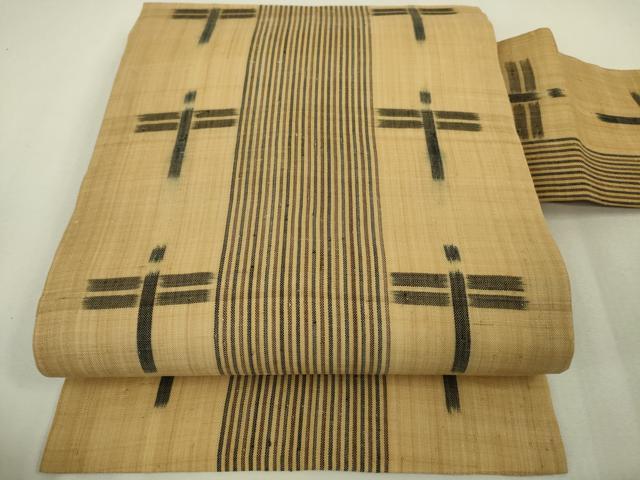 平和屋本店■希少　夏物　人間国宝　平良敏子　喜如嘉の芭蕉布　八寸名古屋帯　松坂屋扱い　逸品　未使用　DZAA4603kh5