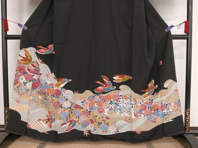 平和屋着物●本加賀友禅作家　中町博志　黒留袖　立波花鳥文　正絹　逸品　未使用　AAAY1523np