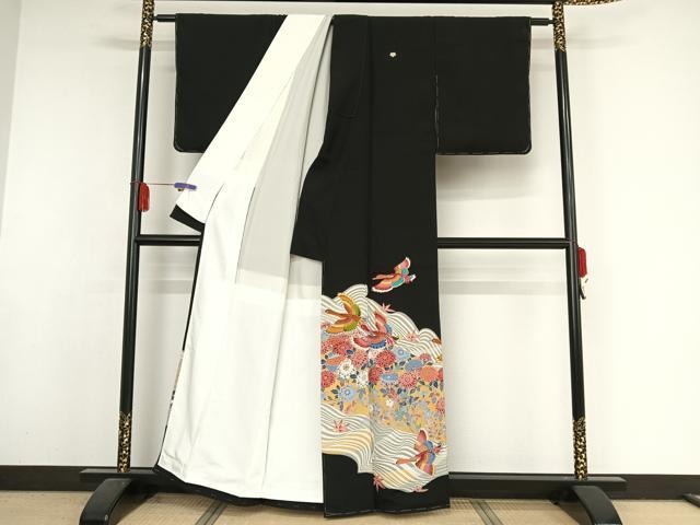 平和屋着物●本加賀友禅作家　中町博志　黒留袖　立波花鳥文　正絹　逸品　未使用　AAAY1523np