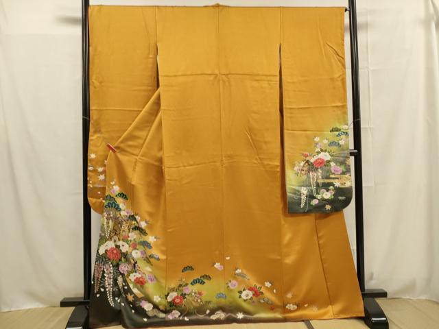 平和屋着物■豪華振袖 駒刺繍 御所車花松文 暈し染め 金彩 正絹 逸品 DAAQ0430op