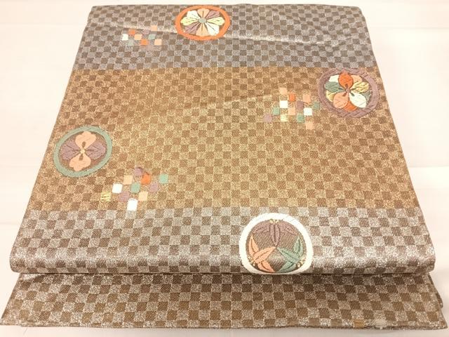 平和屋着物◎六通柄袋帯　唐織　能衣　紋尽し模様　金銀糸　正絹　逸品　AABD7190yx