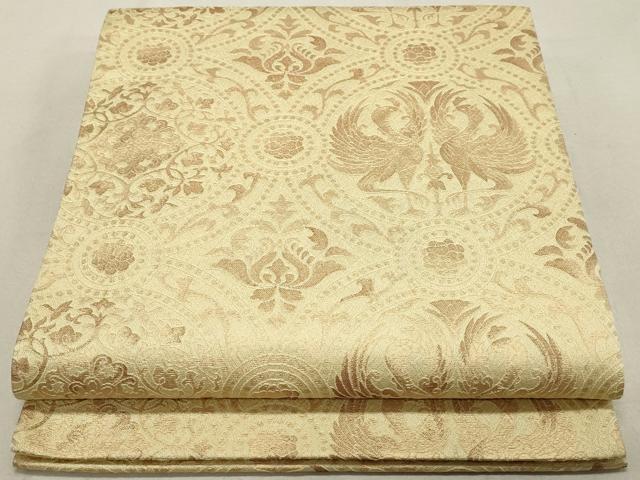 平和屋着物◎六通柄袋帯 鳳凰花文 引箔 正絹 逸品 DAAQ8535qa