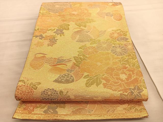 平和屋着物◎九百佐賀錦　六通柄袋帯　七彩唐華文　金糸　正絹　逸品　BAAV8876hv