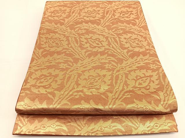乐天商城 - 平和屋着物◎西陣　六通柄袋帯　さらさ　草葉文　金糸　正絹　逸品　BAAV9977hv