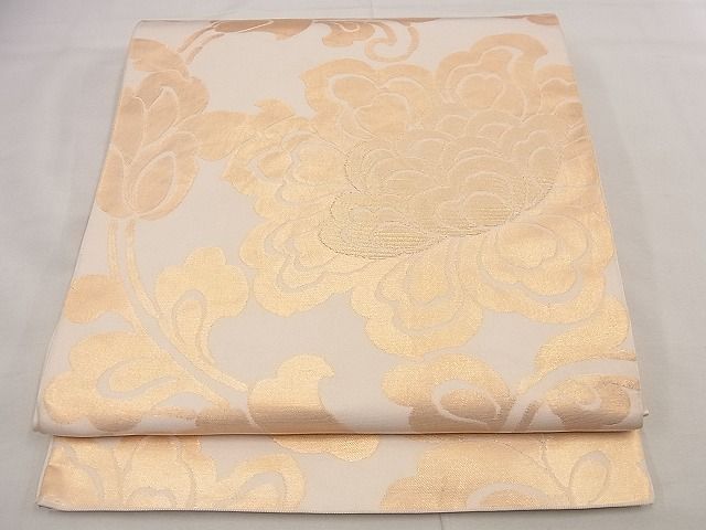 平和屋着物■六通柄　本袋帯　手織り　花唐草文　金糸　逸品　n-wu0053