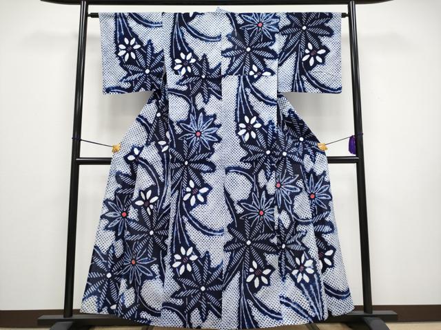 平和屋着物■極上　夏物　浴衣　有松鳴海絞り　草花文　綿　逸品　CYAA3089s5