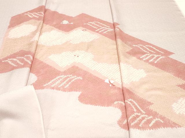 平和屋着物▼付下げ　反物　着尺　刺繍　絞り　宝尽くし花文　金彩　逸品　未使用　DABB5701zy