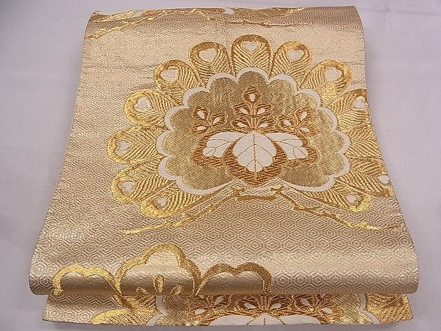 平和屋着物■六通柄袋帯　唐織　桐松文　金糸　逸品　fb8996