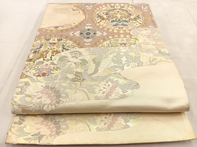 平和屋着物◎六通柄袋帯　唐織　狩猟更紗花鳥文　金銀糸　正絹　逸品　BAAU9023yc