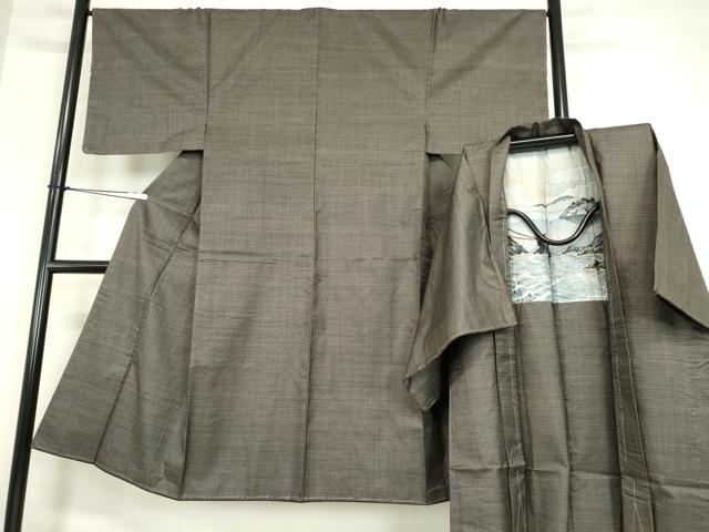 平和屋着物●男性　本場縞大島紬　アンサンブル　長羽織　100亀甲　総詰め　正絹　逸品　未使用　DABA4835az