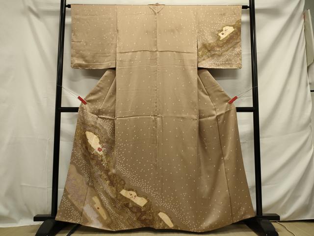 平和屋着物■訪問着 絞り 刺繍 道長草花文 金彩 正絹 逸品 DAAQ9255bc