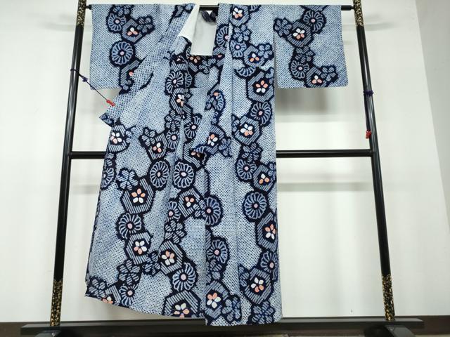 平和屋着物∴夏物　浴衣　有松鳴海絞り　草花文　綿　逸品　DAAV4132ud