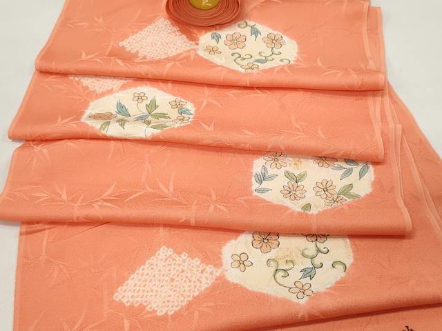 平和屋着物▼羽織・コート　反物　羽尺　絞り　錦彩　亀甲草花文　逸品　未使用　DAAW6264we