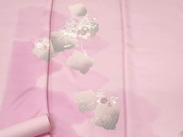 平和屋着物▼付下げ　反物　着尺　吉祥花鼓文　暈し染め　銀彩　逸品　未使用　DAAW6270we