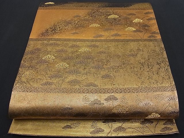 平和屋着物■六通柄袋帯　横段笠松吉祥文　金糸　逸品　n-fw1885