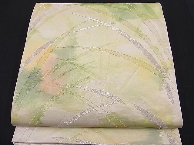 平和屋着物■六通柄袋帯　芝草文　銀糸　逸品　n-hj2802