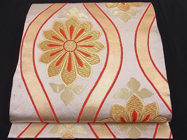 平和屋着物■六通柄袋帯　立涌花文　金銀糸　逸品　n-hj2807