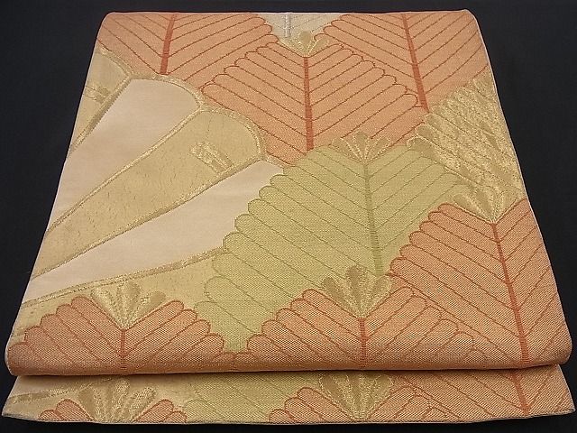 平和屋着物■六通柄袋帯　檜扇若松青海波　金糸　逸品　n-if1174