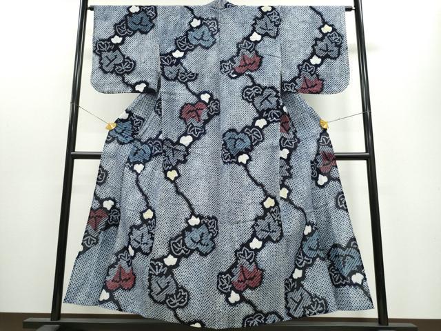 平和屋着物∴夏物　浴衣　有松鳴海絞り　蔦の葉文　綿　逸品　CAAW1022ng