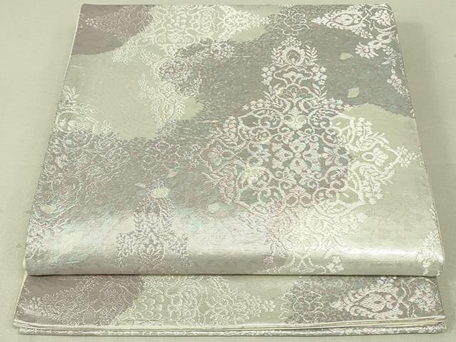 平和屋着物◎六通柄袋帯　道長洋花文　銀糸　引箔　正絹　逸品　DAAT4953qp