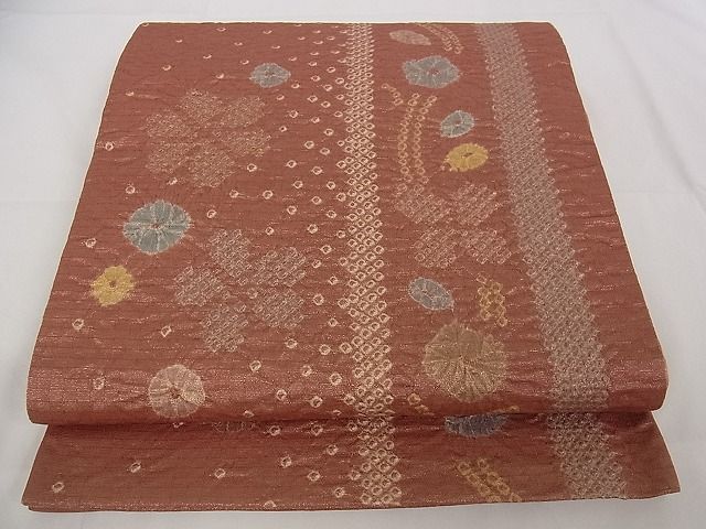 平和屋着物■太鼓柄京袋帯　花間道　金通し地　正絹　逸品　A-pf4643