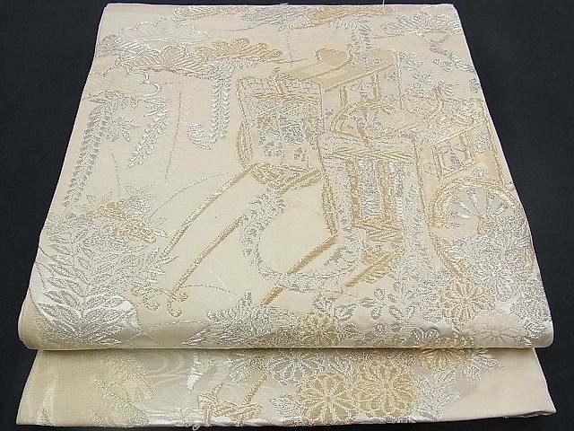 平和屋着物■西陣　美保姿　全通柄袋帯　流水御所車松花文　金銀糸　逸品　n-yc1830