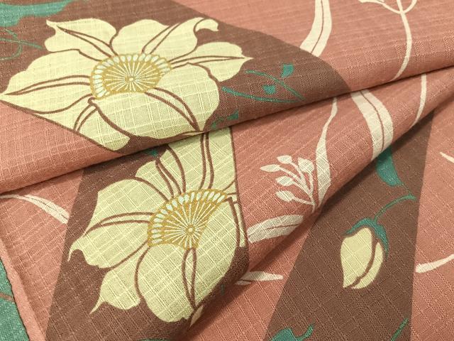 平和屋着物∴夏物 浴衣 綿紅梅 草花文 綿 逸品 CABG7708vp