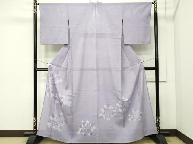 平和屋本店＊極上　夏物　人間国宝　小宮康孝　色留訪問着　江戸小紋　絽　鮫小紋柄　花鳥筏文　両面染　三越扱　逸品　未使用　CZAA5771s6
