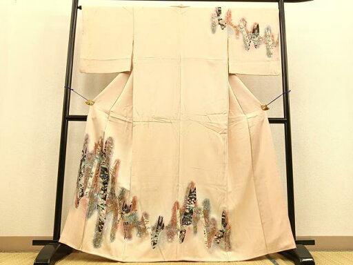 平和屋着物■訪問着 流水風景花文 松竹梅 暈し染め 金銀彩 正絹 逸品 BAAQ6911by 平和屋着物■訪問着 流水風景花文 松竹梅 暈し染め 金銀彩 正絹 逸品 BAAQ6911by
