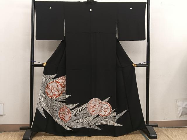 Rakuten - 平和屋着物■豪華黒留袖　駒刺繍　休み鳥梅花文　金彩　正絹　逸品　BAAX5430mz