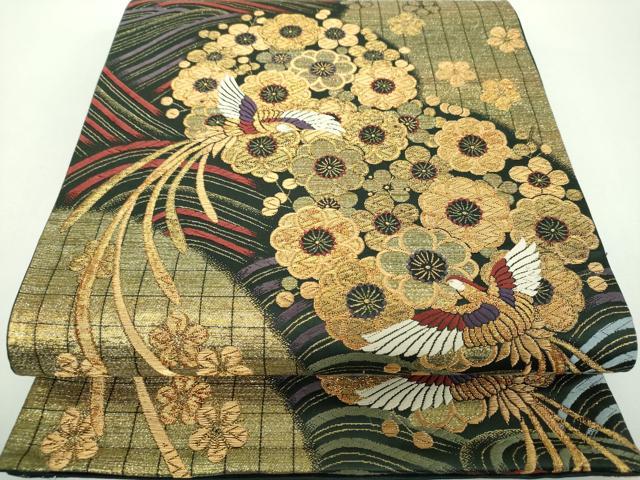 樂天商城 - 平和屋着物▼六通柄袋帯　唐織　鳳凰梅丸文　金糸　正絹　逸品　DABF7126ps