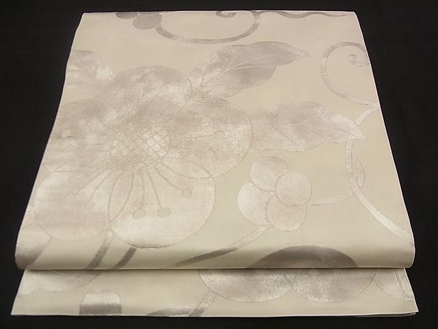 平和屋着物■六通柄袋帯　蔦の葉花文　銀糸　逸品　n-qw0076