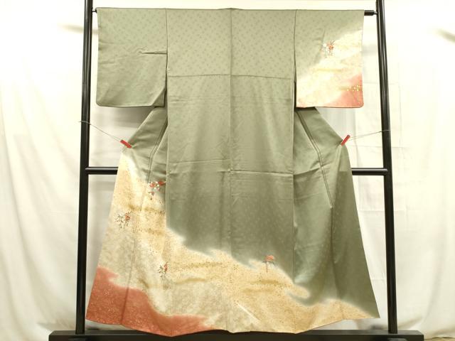 乐天商城 - 平和屋着物■訪問着　総刺繍　草花　暈し染め　金彩　正絹　逸品　DABA6135op